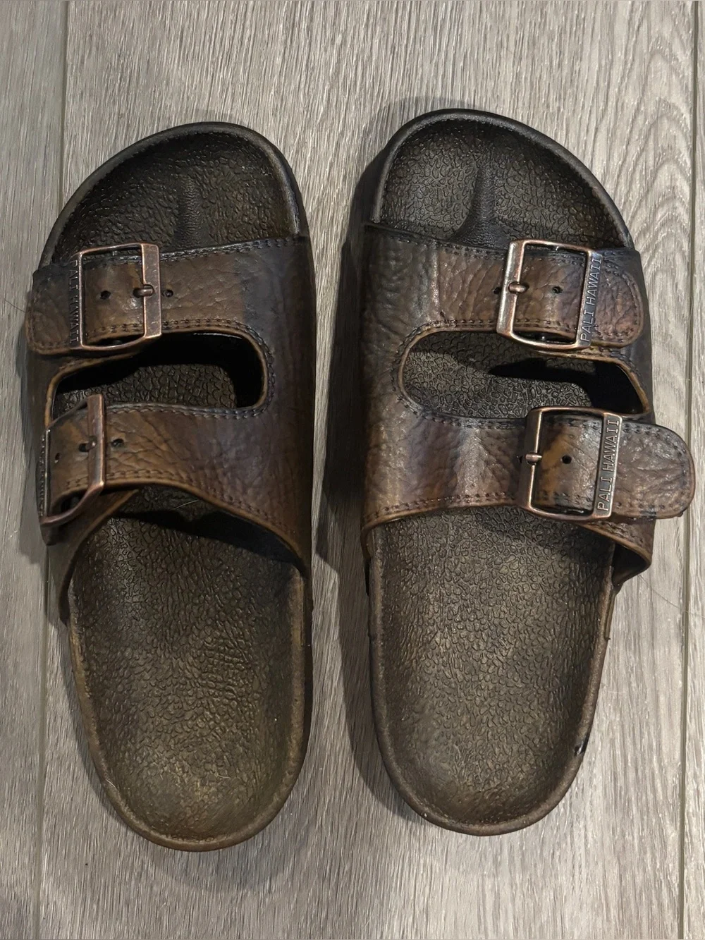 Pali Hawaii Sandals MEN'S 2 BUCKLES SIZE 6 brown Women’s Size 7.5